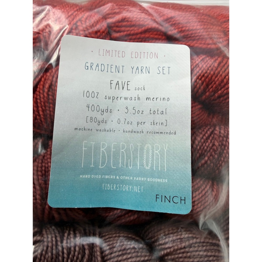New Fiberstory Gradient Sock Yarn Set Fave Finch Red Grey 400yds Total Hand Dyed - Picture 4 of 5